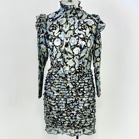 Robert Rodriguez 6 Silk Cotton Print Ruffle Dress - Picture 16 of 16